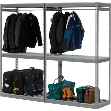 Global Industrial Boltless Luggage Garment Double Rack, 96inW x 24inD x 84inH 796546